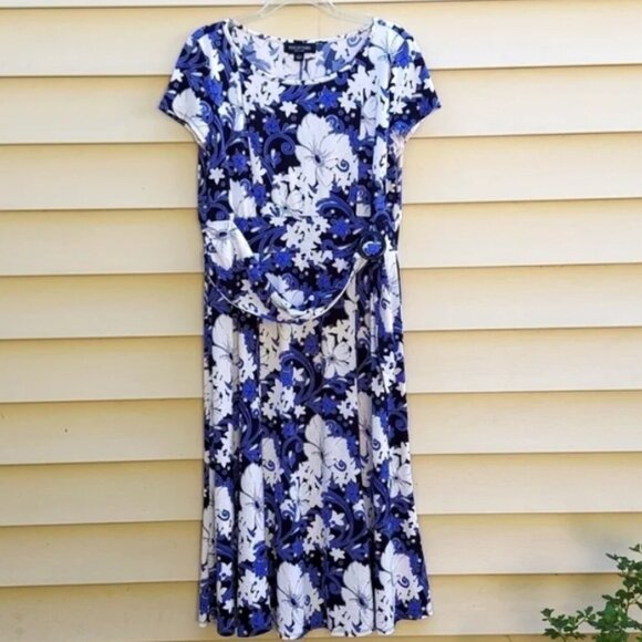 Perception New York Blue/ white woman's dress. Size L. Luxury Gift Summer Lightw - Picture 1 of 7